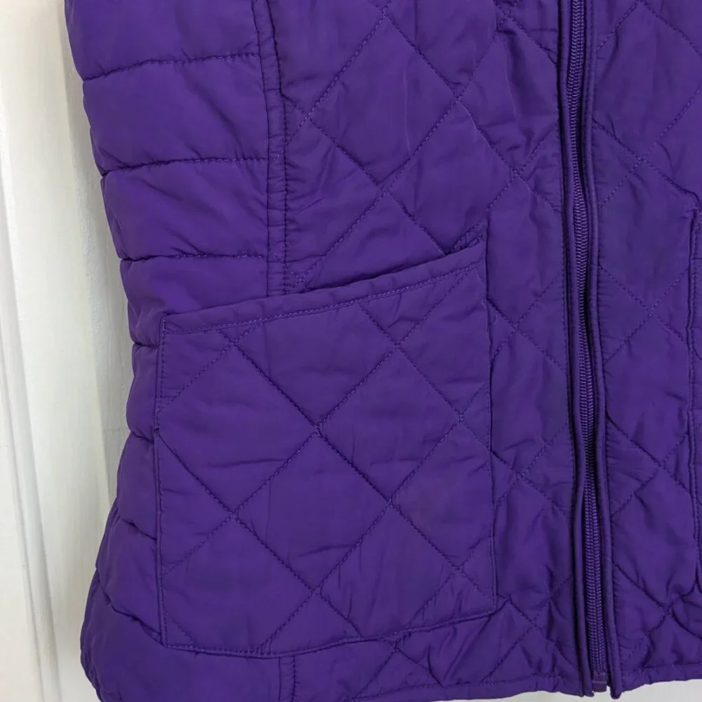 Lauren Ralph Lauren Women's Purple Quilted Vest Full Zip Size M